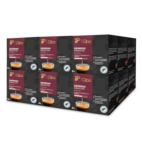 Tchibo Qbo Espresso Apaneca Ana Premium Kaffeekapseln, 144 Stück - 18x8 Kapseln (Espresso, Intensität 5/10, elegant mit Karamellnote), nachhaltig, aus 70% nachwachsenden Rohstoffen von Tchibo
