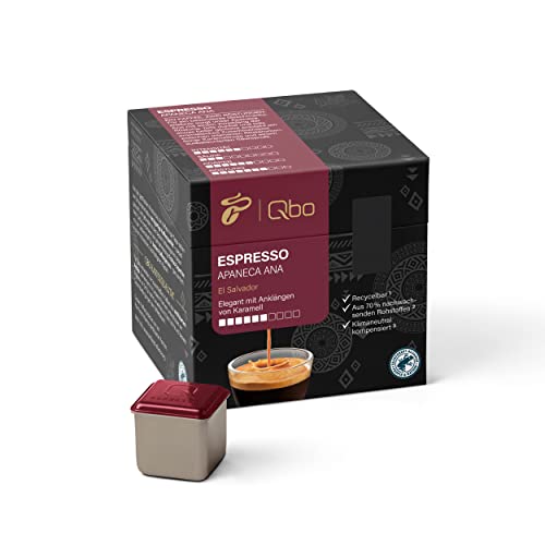Tchibo Qbo Espresso Apaneca Ana Premium Kaffeekapseln, 27 Stück (Espresso, Intensität 5/10, elegant mit Karamellnote), nachhaltig, aus 70% nachwachsenden Rohstoffen & klimaneutral kompensiert von Tchibo