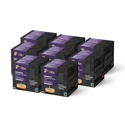 Tchibo Qbo Espresso Cafezinho do Brasil Premium Kaffeekapseln, 216 Stück – 8x27 Kapseln (Espresso, Intensität 8/10, temperamentvoll & nussig), nachhaltig, aus 70% nachwachsenden Rohstoffen von Tchibo
