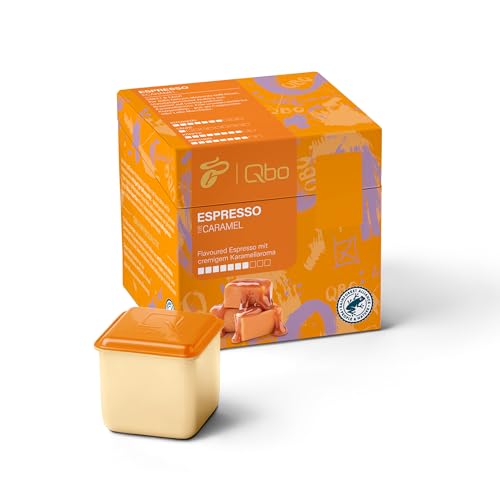 Tchibo Qbo Espresso Flavoured Caramel Premium Kaffeekapseln, 8 Stück (Espresso, Intensität 7/10, aromatisch und fruchtig), nachhaltig, aus 70% nachwachsenden Rohstoffen & klimaneutral kompensiert von Tchibo