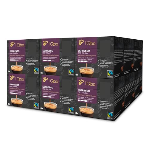 Tchibo Qbo Espresso Oro Tolima Premium Kaffeekapseln, 144 Stück - 18x8 Kapseln (Espresso, Intensität 7/10, vollmundig mit Röstaromen), nachhaltig, aus 70% nachwachsenden Rohstoffen von Tchibo