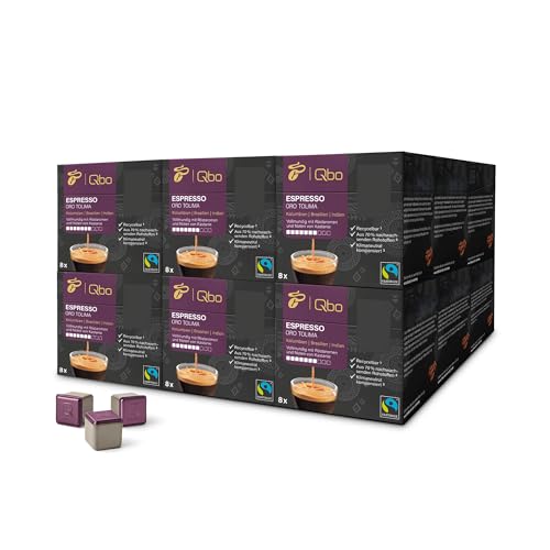 Tchibo Qbo Espresso Oro Tolima Premium Kaffeekapseln, 144 Stück - 18x8 Kapseln (Espresso, Intensität 7/10, vollmundig mit Röstaromen), nachhaltig, aus 70% nachwachsenden Rohstoffen von Tchibo