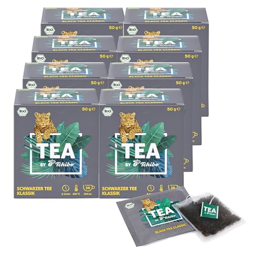Tchibo Tee „TEA by Tchibo“ Bio Schwarzer Tee Klassik, Kräftig-aromatischer Schwarztee-Mix, Vorratspack, Maxipack, Teebox, 160 Stück - 8x 20 Teebeutel, Bio-Siegel, Natürliche Zutaten von Tchibo