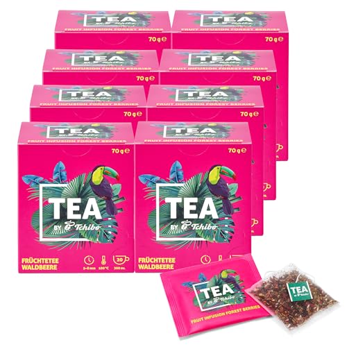 Tchibo Tee „TEA by Tchibo“ Früchtetee Waldbeere, Beeren-stark und fruchtig-süß, Vorratspack, Maxipack, Teebox, 160 Stück - 8x 20 Teebeutel, Natürliche Zutaten, Nachhaltiger Anbau von Tchibo