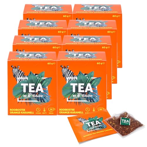 Tchibo Tee „TEA by Tchibo“ Rooibostee Orange-Karamell, Aromen von fruchtigen Orangen und süßem Karamell, Vorratspack, Maxipack, Teebox, 160 Stück - 8x 20 Teebeutel, Natürliche Zutaten von Tchibo
