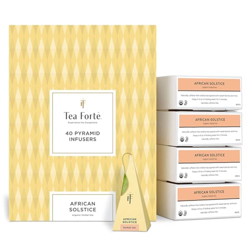 Tea Forte African Solstice | Packung mit 40 Aufgusspyramiden | Bio-Kräutertee von Tea Forte