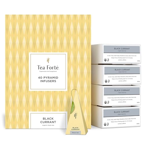 Tea Forte Black Currant | Packung mit 40 Aufgusspyramiden | Schwarzer Tee von Tea Forte