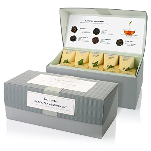 Tea Forte Classic Black Tea Presentation Box Tea Sampler Gift Set, 20 Assorted Variety Handcrafted Pyramid Tea Infuser Bags von Tea Forte
