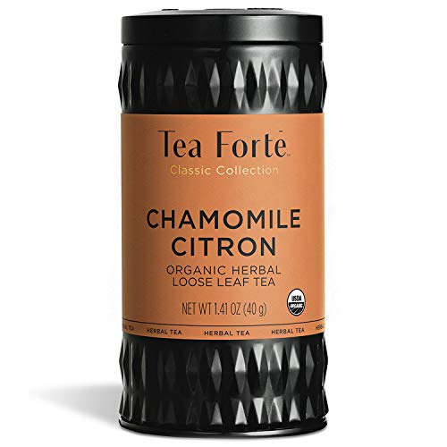Tea Forté Chamomile Citron | Bio-Kamillentee Bulk Infusion | Fassungsvermögen 40 g | 35 bis 50 Tassen | Wiederverwendbare Dose von Tea Forte