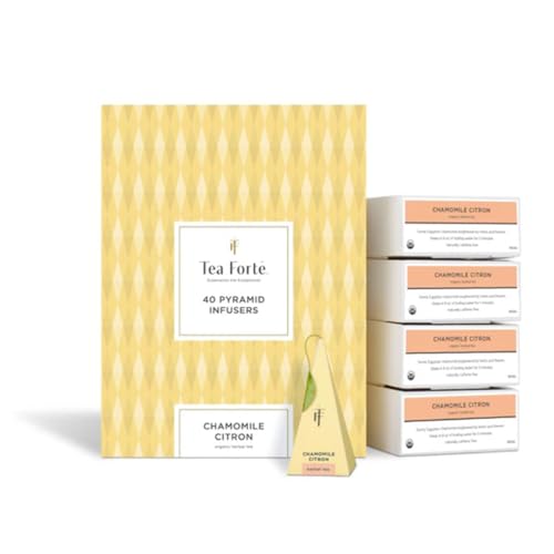 Tea Forte Chamomile Citron | Packung mit 40 Aufgusspyramiden | Bio-Kräutertee von Tea Forte
