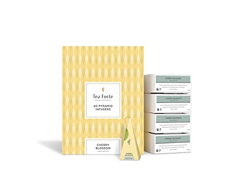 Tea Forte Cherry Blossom | Packung mit 40 Aufgusspyramiden | Grüner Bio-Tee von Tea Forte