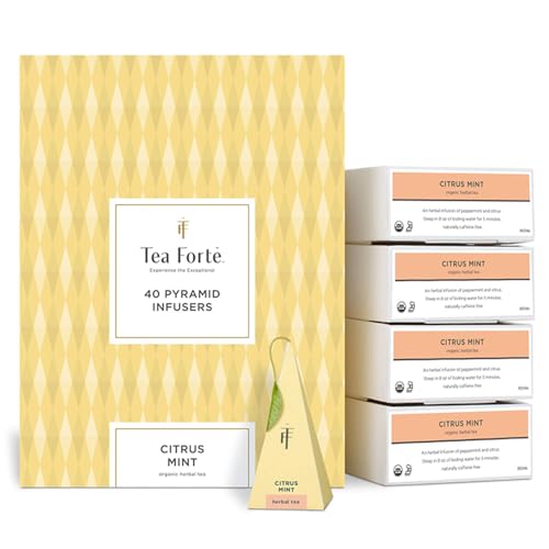 Tea Forte Citrus Mint | Packung mit 40 Aufgusspyramiden | Bio-Kräutertee von Tea Forte