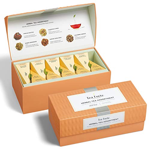 Tea Forte Classic Herbal Tea Presentation Box Tea Sampler Gift Set, 20 Assorted Variety Handcrafted Pyramid Tea Infuser Bags, Naturally Decaffeinated Herbal Teas von Tea Forte