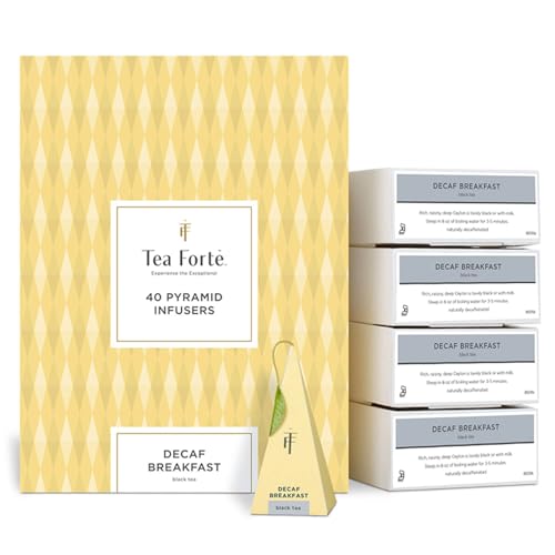 Tea Forte Decaf Breakfast | Packung mit 40 Aufgusspyramiden | Schwarzer Tee von Tea Forte