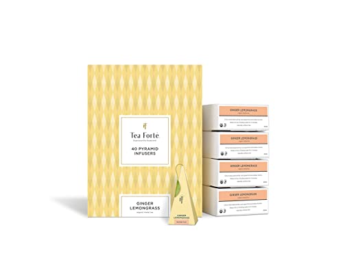 Tea Forte Ginger Lemongrass | Packung mit 40 Aufgusspyramiden | Bio-Kräutertee von Tea Forte