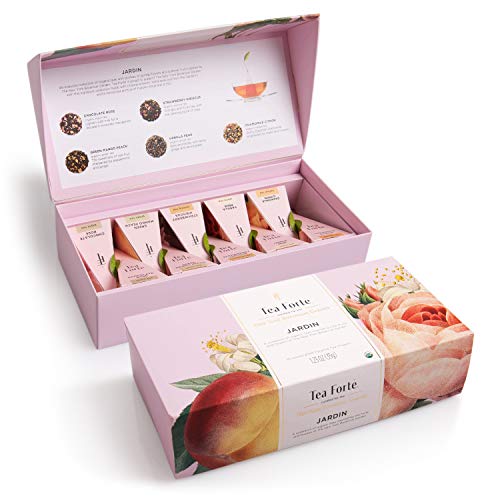 Tea Forté Jardin | 10 Pyramiden-Teebox Bio-Tee Sortiment | Grüner Tee, Weißer Tee, Oolong, Schwarzer Tee und Kräutertees | Limitierte Auflage von Tea Forte