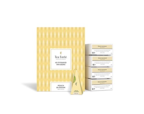 Tea Forte Peach Blossom | Packung mit 40 Aufgusspyramiden | Weißer Bio-Tee von Tea Forte