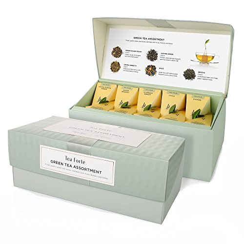 Tea Forte Presentation Box Tea Sampler, Assorted Variety Tea Box, 20 Handcrafted Pyramid Tea Infuser Bag, Green Tea Assortment von Tea Forte