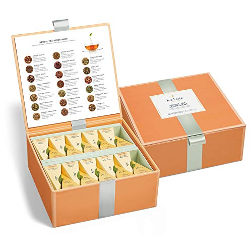 Teekiste von Tea Forté mit 40 Handgefertigten, Pyramidenförmigen Kräuterteebeuteln zum Probieren, Verschiedene Sorten – Kamille, Chai, Minze und mehr Teekiste von Tea Forté mit 40 Handgefertigten, Pyramidenförmigen Kräuterteebeuteln zum Probieren, Verschiedene Sorten – Kamille, Chai, Minze und mehr von Tea Forte