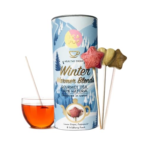 Tea-Pop 6 Gemütliche Winter-Teesticks, 100% natürlich, veganer Gourmet-Tee mit Wildbeere, Pfefferminze, Zitronen-Ingwer, leicht löslich in Wasser Tea-Pop 6 Gemütliche Winter-Teesticks, 100% natürlich, veganer Gourmet-Tee mit Wildbeere, Pfefferminze, Zitronen-Ingwer, leicht löslich in Wasser von Tea Pop