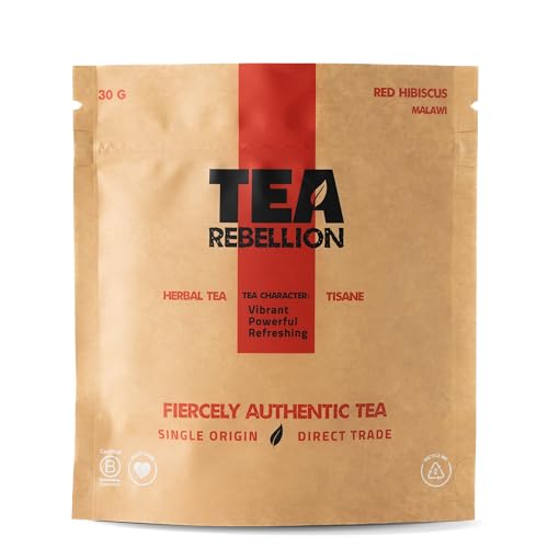 Tea Rebellion Red Hibiscus - Vibrant and Powerful Loose Leaf Tea with Zero Caffeine from Red Hibiscus Flowers - Herbal Tea with Delicious Taste Refreshing 30g Pack von Tea Rebellion