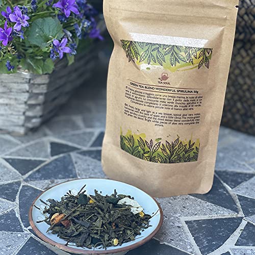 Wunderbare Spirulina-Grünteemischung • Hochwertiger Aufguss • 50gr-Packung • Tea Soul von TEASOUL