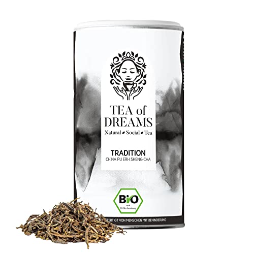 Pu Erh Tee Bio | "Tradition" | China Green Pu Erh Sheng Cha | loser Tee | 40g von Tea of Dreams