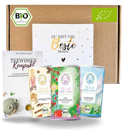 Tee Geschenkset 'Beste Mama' – 3 Bio-Tees & 48-seitiges Magazin 'Teewissen Kompakt' – Einzigartiges Dankeschön Geschenk für Tee-Liebhaber von Tea of Dreams