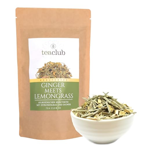 Ayurvedischer Kräutertee Lose 100g, Süßholzwurzel Tee Mischung mit Ingwer Zitronengras Minze, TeaClub Ginger Lemongrass Herbal Tea von TeaClub