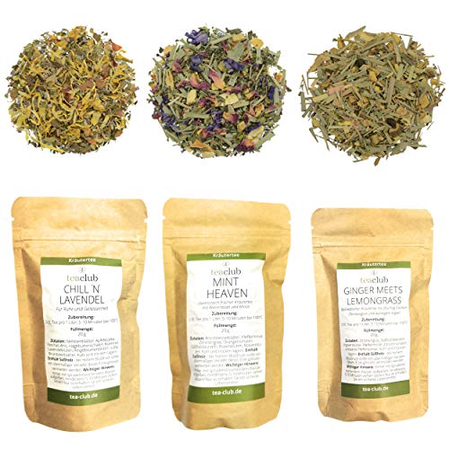 Tee Probierset Kräutertee Lose 3x20g, Signature Kräuter Tee-Mischung Geschenkset, TeaClub Herbal Tea von TeaClub