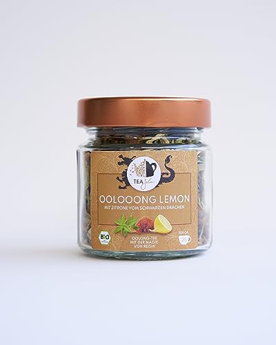 Bio Oolong-Tee | TeaJolie Oolooong Lemon | naturbelassener Oolong-Tee mit Reishi und Zitronenschale | 50g loser Tee ohne Beutel | nachhaltig im edlen Glas | Tee Geschenk mit Adaptogenen von TeaJolie