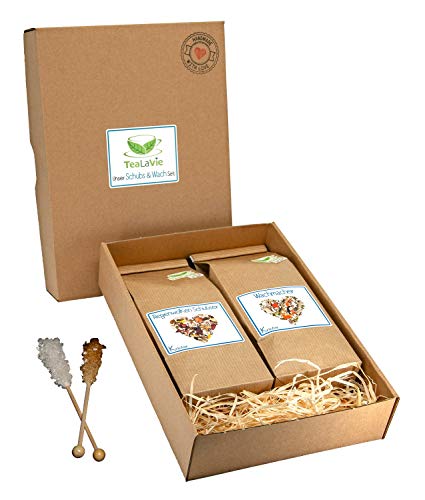 TEALAVIE - 2er Set Schubs & Wach | loser hochwertiger Kräuter Tee in nachhaltigem Design für Teeliebhaber | ideal für Dankeschön Geschenke | 120g Kräutertee lose TEALAVIE - 2er Set Schubs & Wach | loser hochwertiger Kräuter Tee in nachhaltigem Design für Teeliebhaber | ideal für Dankeschön Geschenke | 120g Kräutertee lose von TeaLaVie