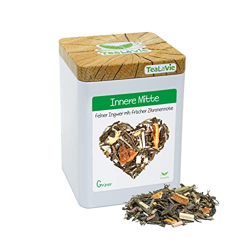 TEALAVIE - Grüner Tee lose | Innere Mitte - feiner Ingwer mit frischer Zitronennote - aromatisierter Grüntee | 100g Dose loser Grüntee von TeaLaVie