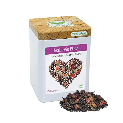 TEALAVIE - Hausmischung Schwarz-Grün-Tee lose | TeaLaVie Black - Hausmischung | 80g Dose loser Schwarzer Grüner Tee von TeaLaVie