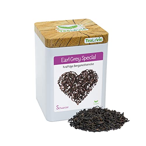 TEALAVIE - Schwarztee lose | Earl Grey Special - kräftiger Ceylon mit Bergamottenote | 100g Dose loser Schwarzer Tee von TeaLaVie