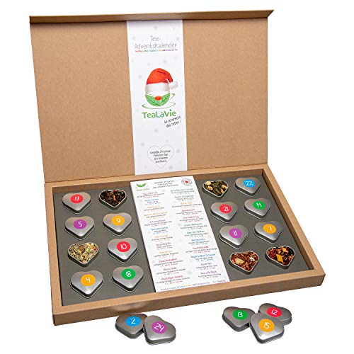 TEALAVIE Tee-Adventskalender 2024 | 24 hochwertige lose Tees in edlen Teedosen | Handmade | Merry Christmas Happy New Year (Set), Chanukka - jetzt zu Weihnachten 2024 schenken 220g von TeaLaVie