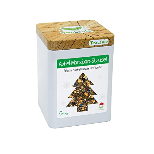 TEALAVIE - Wintertee - Apfel-Marzipan-Strudel | frischer Apfelstrudel mit Vanille | 100g Dose loser Grüner Tee von TeaLaVie