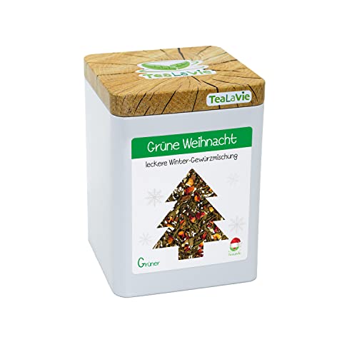 TEALAVIE - Wintertee - Grüne Weihnacht | frische Orange mit würzigem Zimt | 90g Dose loser Grüner Tee von TeaLaVie