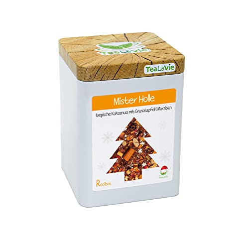 TEALAVIE - Wintertee - Mister Holle | tropische Kokosnuss mit Granatapfel und Marzipan | 100g Dose loser Rooibos Tee von TeaLaVie