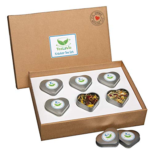 TeaLaVie 6er Kräutertee-Geschenk-Set (45g) kleine Aufmerksamkeit Dankeschön Geschenkidee 2024 von TeaLaVie