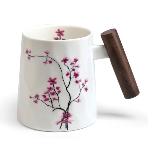 Becher Kirschblüte | Fine Bone China-Porzellan mit Rosenholzgriff Becher Kirschblüte | Fine Bone China-Porzellan mit Rosenholzgriff von TeaLogic - White Cherry