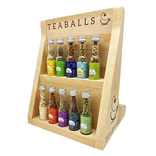 TEABALLS - Design Holzregal für 10 Teaballs-Flaschen | Aufbewahrungs-Display | Buchenholz von Teaballs
