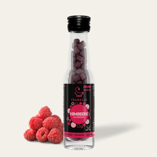 TEABALLS Himbeere Black Selection Flasche mit 150 Balls ergibt 30-75 Tassen zuckerfreien Tee Eistee Limonade Früchtetee von Teaballs