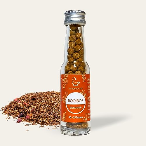 TEABALLS Rooibos Flasche mit 150 Balls ergibt 30-75 Tassen zuckerfreien Tee Eistee Limonade Früchtetee von Teaballs