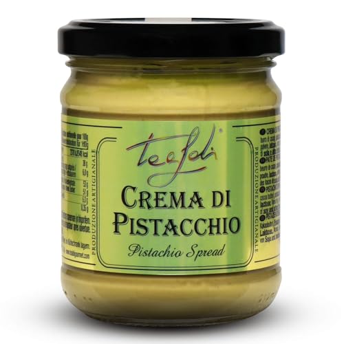 Italienische süße Pistaziencreme ohne Palmöl Streichfähige Pistazien Creme Ideal für Dubai Schokolade Brotaufstrich Kuchenfüllung oder als Dessert 220 g von ANTICO PASTIFICIO TEALDI