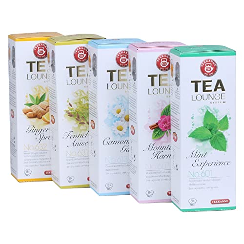 Teekanne Tealounge Kapseln - Kräutertee Sortiment mit 5 Sorten (40 Kapseln) von Tealounge