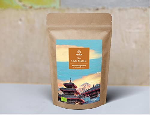 BIO Chai Masala Tee aus Nepal 100g | Hochwertiger schwarzer Tee mit Gewürzen | Vollblatt Tee | Loose Leaf black tea | ORGANIC black tea with spices | DE-ÖKO-044 von Tee aus Nepal