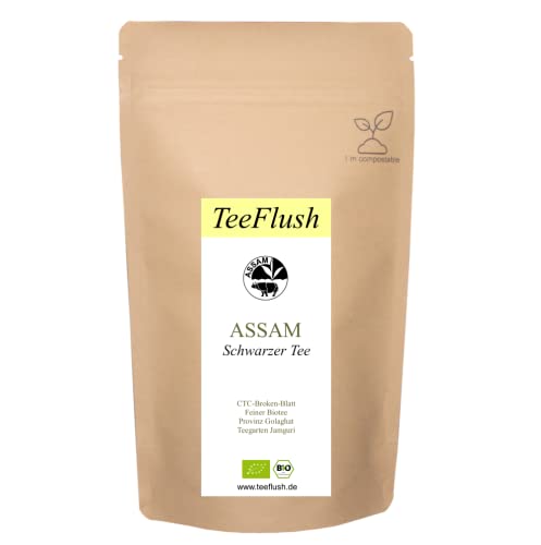 Assam CTC Schwarzer Tee, Bio, 250g, Ernte 2022, Blatt: CTC-Broken-Blatt, rötlich-braun, Geschmack: belebend würzig, vollmundig von TeeFlush