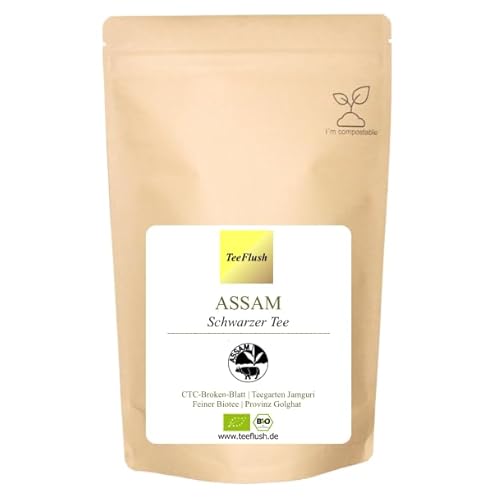 Assam CTC Schwarzer Tee, Bio, 250g, Blatt: CTC-Broken-Blatt, rötlich-braun, Ernte 2023, Geschmack: belebend würzig, vollmundig von TeeFlush