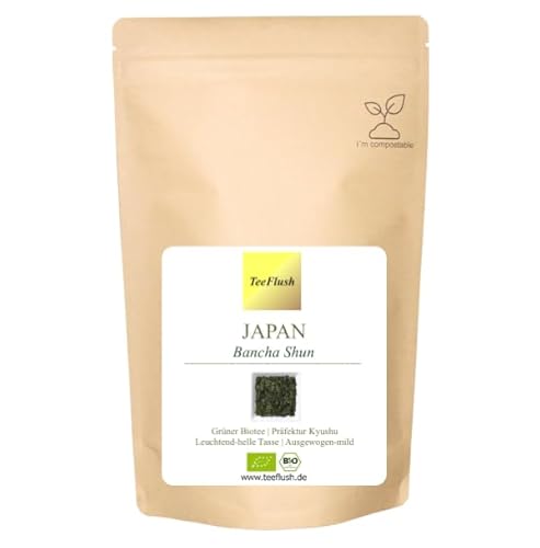 Japan Bancha Bio, Kyushu Präfektur, Grüner Tee, 100g, Ernte 2023, Geschmack: ausgewogen-mild mit leuchtend-heller Tasse von TeeFlush